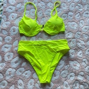 Shein Neon Yellow High Waisted Bikini